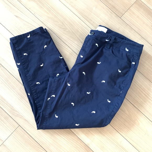 Talbots Pants - Talbots Navy Khaki Pants with Embroidered Whales